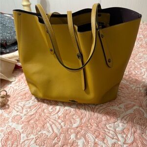 Yellow Leather Tote Bag